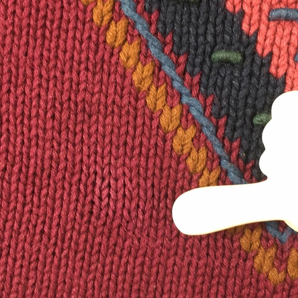 Pasta Vintage Maroon Chunky Knit Turtleneck Sweater Womens Medium Diamond Floral - Picture 11 of 12